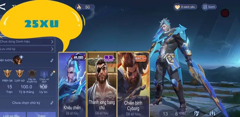 ACC SẴN RANK CHANP RYOMA NGỌC 90 25XU