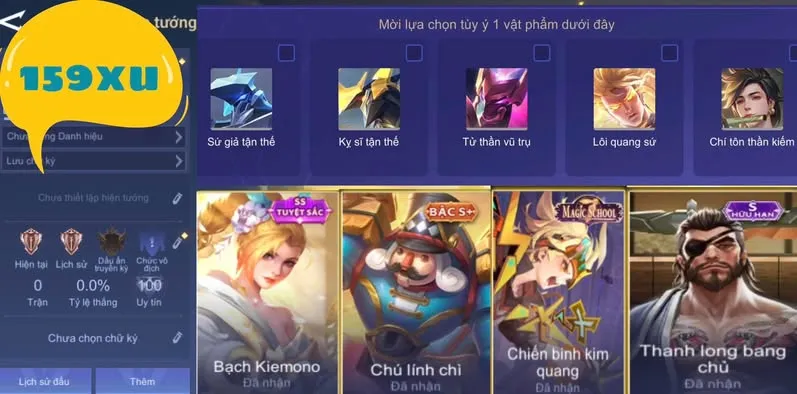 REG ARI BACH , KAINE , CÁ , RYO , RƯƠNG TÙY CHỌN 159XU