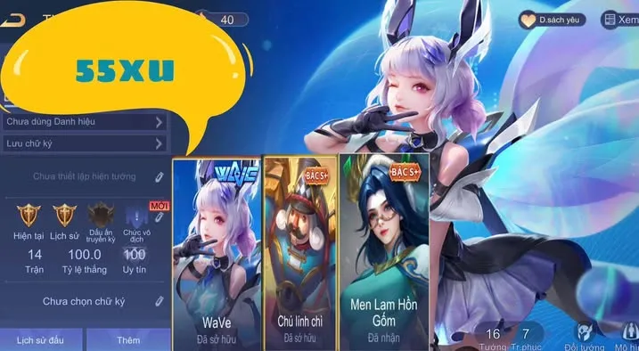 AC SẴN RANK XIN NHƯ HÌNH 55XU